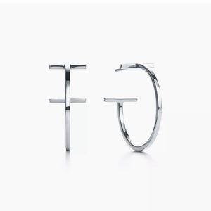 Tiffany T Wire Smile Large Hoop Earrings - Retired Style